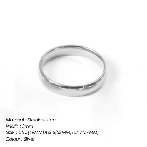 e-Manco Stainless Steel Stacking Rings - Elegant Fashion Jewellery - YJ35613-3MM Sliver / 6