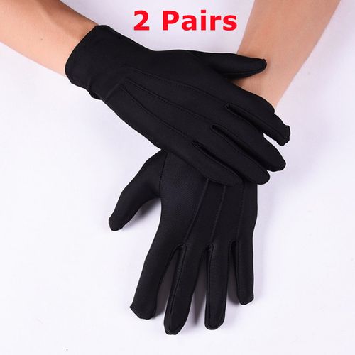White Cotton Gloves - Durable Formal Gloves for Ceremonies & Costumes - Black 2 Pairs