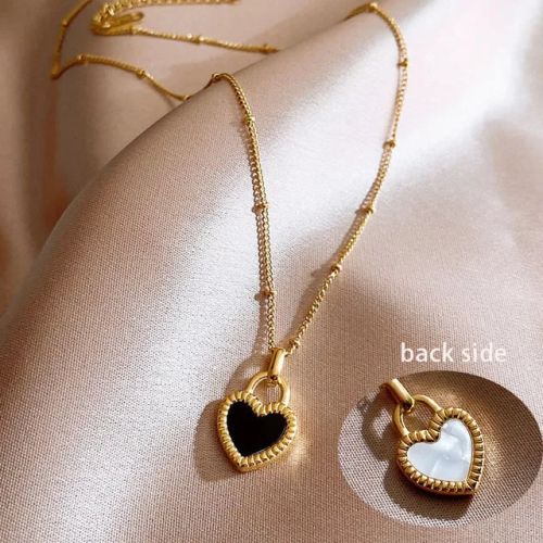 Laoloutian Heart Pendant Necklace - Trendy Mood Tracker Accessory