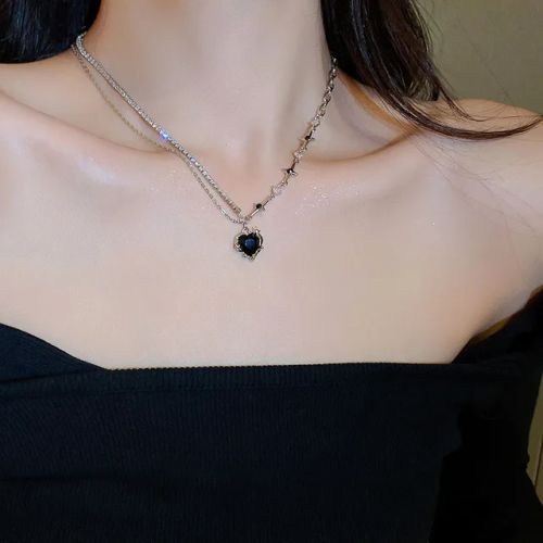 Laoloutian Heart Pendant Necklace - Trendy Mood Tracker Accessory - x706hei