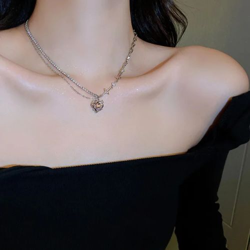 Laoloutian Heart Pendant Necklace - Trendy Mood Tracker Accessory - x706fen
