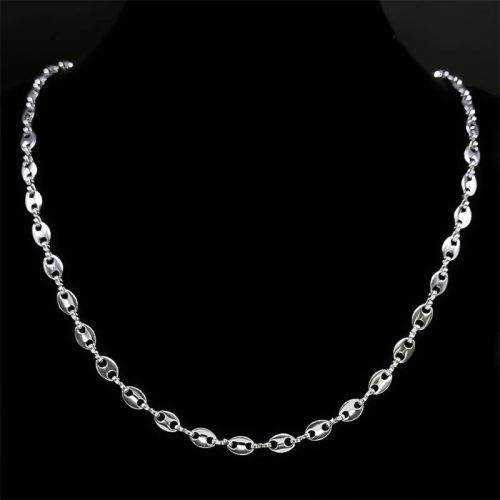 AFAWA Stainless Steel Coffee Beans Link Chain Necklace - Trendy Long Necklace - 60cm SR