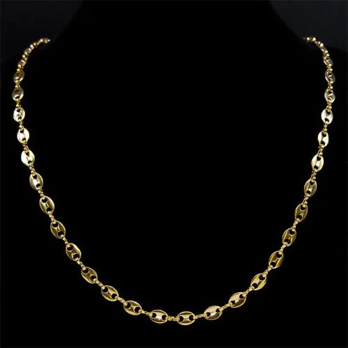 AFAWA Stainless Steel Coffee Beans Link Chain Necklace - Trendy Long Necklace