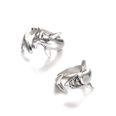 Shark Rings Set - Punk Style High-Quality Alloy Fashion Statement Rings - silver