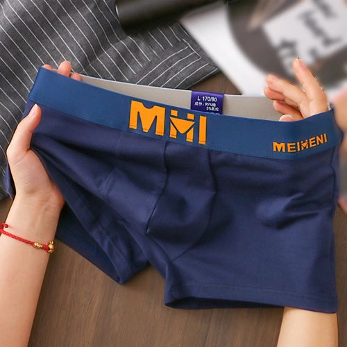 Comfortable Breathable Cotton Boxer Briefs - Stylish Underwear - Navy Blue / L