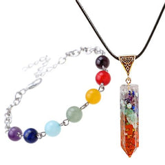 Colourful Volcanic Chakra Bracelet & Necklace - Fashion Accessory