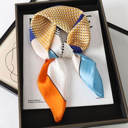 JTVOVO Luxury Silk Skinny Scarf - Multifunctional Small Hair Scarf - JNC044-02 / 70x70cm