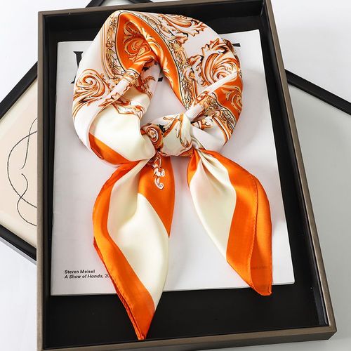 JTVOVO Luxury Silk Skinny Scarf - Multifunctional Small Hair Scarf - JNC048-02 / 70x70cm
