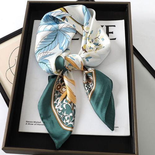 JTVOVO Luxury Silk Skinny Scarf - Multifunctional Small Hair Scarf - JNC049-02 / 70x70cm
