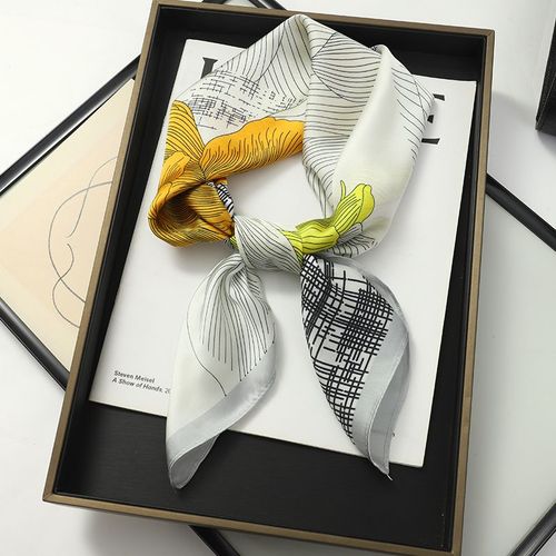 JTVOVO Luxury Silk Skinny Scarf - Multifunctional Small Hair Scarf - JNC050-01 / 70x70cm