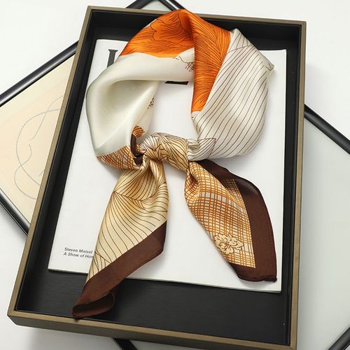 JTVOVO Luxury Silk Skinny Scarf - Multifunctional Small Hair Scarf - JNC050-02 / 70x70cm