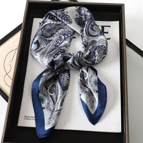 JTVOVO Luxury Silk Skinny Scarf - Multifunctional Small Hair Scarf - JNC053-02 / 70x70cm