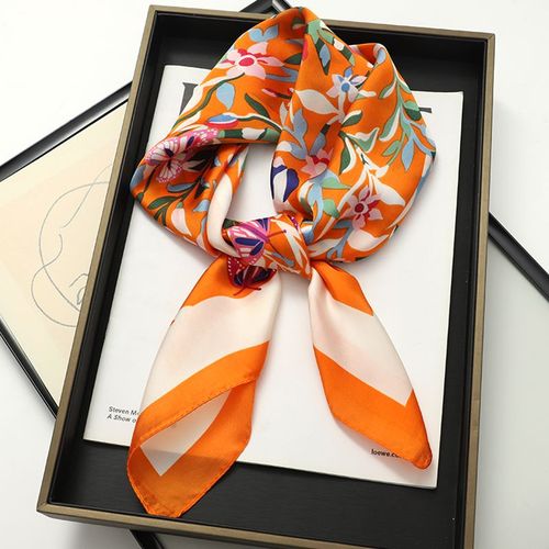 JTVOVO Luxury Silk Skinny Scarf - Multifunctional Small Hair Scarf - JNC054-01 / 70x70cm