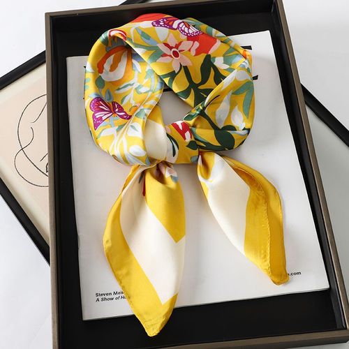 JTVOVO Luxury Silk Skinny Scarf - Multifunctional Small Hair Scarf - JNC054-03 / 70x70cm