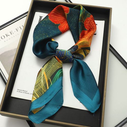 JTVOVO Luxury Silk Skinny Scarf - Multifunctional Small Hair Scarf - JNC056-01 / 70x70cm