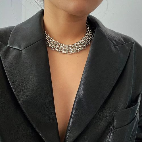 PuRui Statement Choker Necklace - Trendy Geometric Chain Necklace