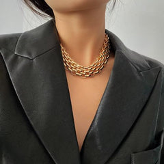 PuRui Statement Choker Necklace - Trendy Geometric Chain Necklace