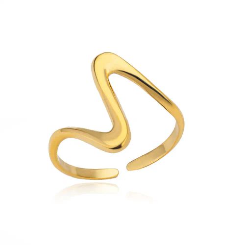 Elegant Geometric Stainless Steel Open Rings for Trendy Couples - JZ3944G