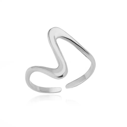Elegant Geometric Stainless Steel Open Rings for Trendy Couples