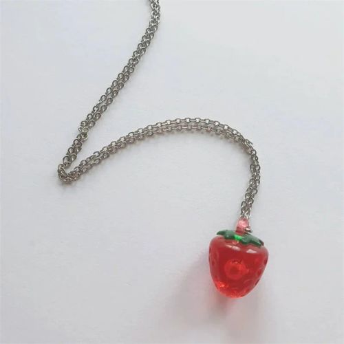 Charming Strawberry Pendant Necklace - Trendy Fairycore Accessory - Red