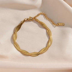 Kuziduocai Fashion Jewel Set - Simulated Pearl Necklace & Bracelet - Bracelet Gold