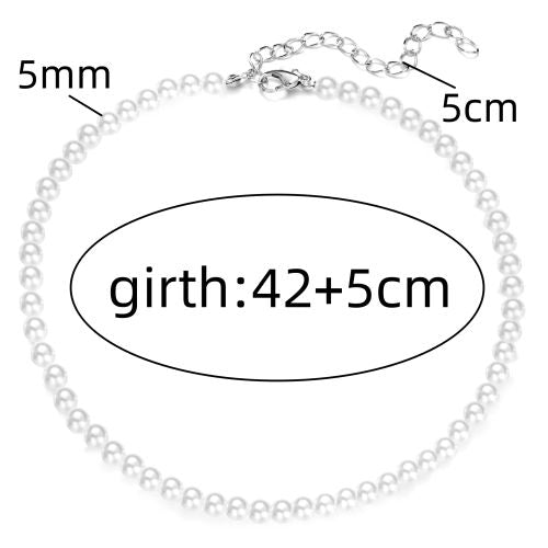 DAIZHEMEI Elegant Imitation Pearl Necklace for Romantic Weddings - 5mm silver