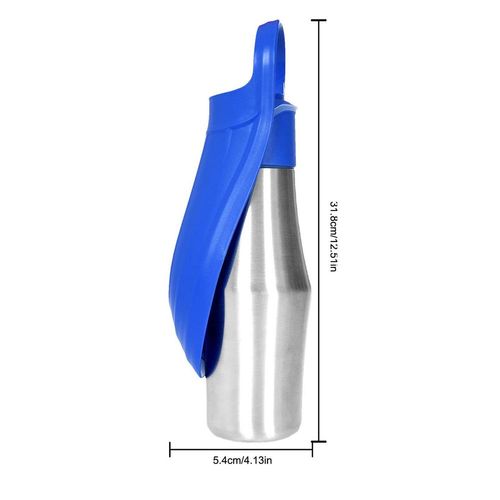 Stainless Steel 27oz Dog Water Bottle & Bowl - Portable Pet Supplies - Dark Blue