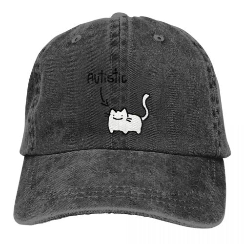 Novelty Cat Print Cap - Adjustable Sun Protection Baseball Hat - Outdoor Wear - black