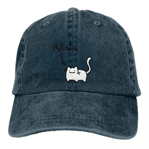 Novelty Cat Print Cap - Adjustable Sun Protection Baseball Hat - Outdoor Wear - Navy Blue