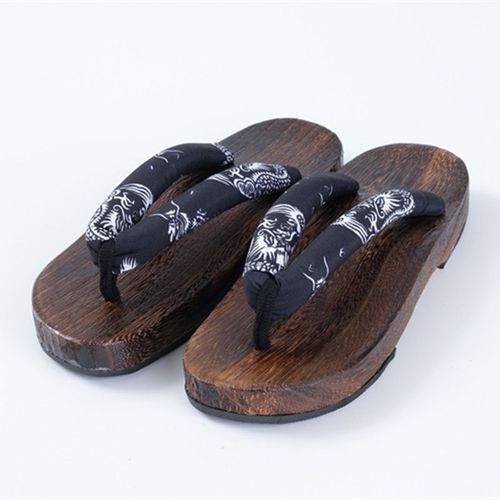 WHOHOLL Japanese Geta Slippers - Thick Sole Anime Clogs for Cosplay - green / 46