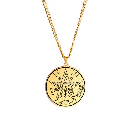 EUEAVAN Pentagram Necklace - Stainless Steel Protection Amulet - Gold Color