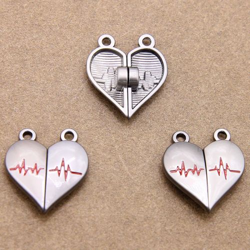 Electrocardiogram Heart Buckle Connectors for DIY Necklace Making