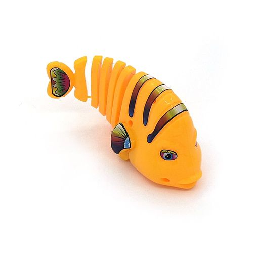 ANGDUO Interactive Plastic Cat Toy - Engaging Spring Swing Fish - Yellow / 13.8cm