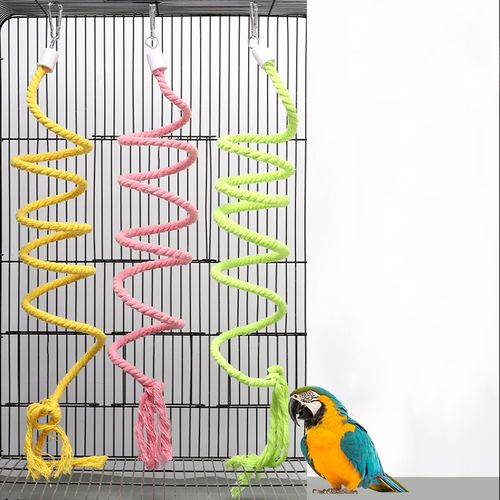 Vibrant Metal & Cotton Bird Toy - Interactive Fun for Pet Birds - 1 PC Random Color / 150cm