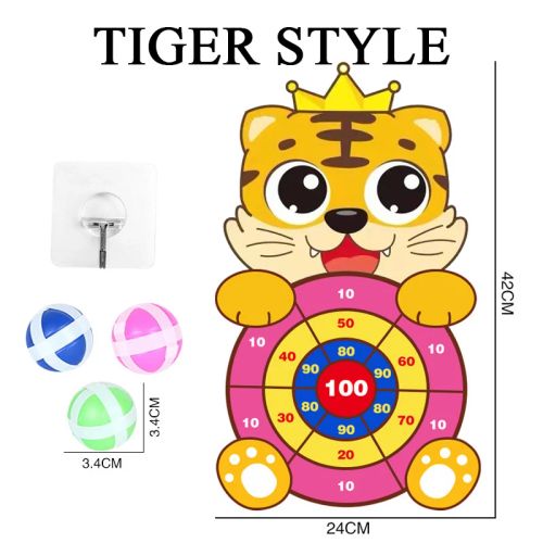 Cartoon Dart Board Game - Rainbow Animal Designs for Fun Playtime - Tiger Style