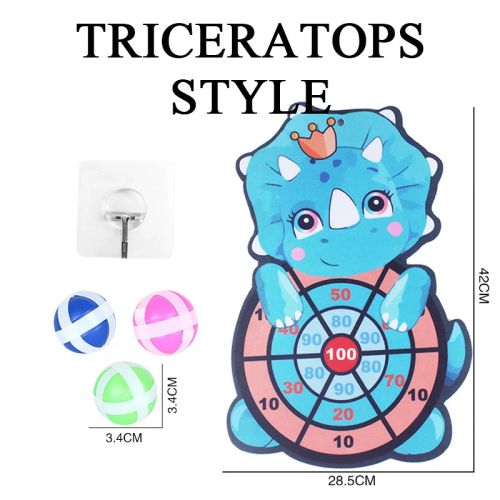 Cartoon Dart Board Game - Rainbow Animal Designs for Fun Playtime - Triceratops Style