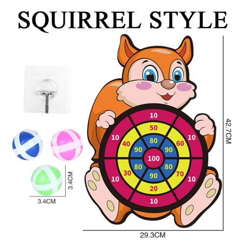 Cartoon Dart Board Game - Rainbow Animal Designs for Fun Playtime - Squirrel Style