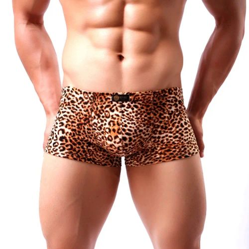 CLEVER-MENMODE Leopard Print Boxer Shorts - Comfortable & Stylish Underwear - Yellow / L