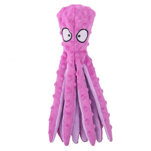 Adorable Octopus Plush Dog Toy with Squeaker for Interactive Play - purple