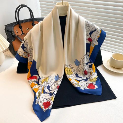SANMAIHUA Luxury Silk Scarf - Fashionable 90x90CM Sunscreen Shawl