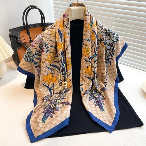 SANMAIHUA Luxury Silk Scarf - Fashionable 90x90CM Sunscreen Shawl