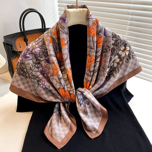 SANMAIHUA Luxury Silk Scarf - Fashionable 90x90CM Sunscreen Shawl