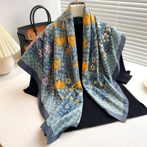 SANMAIHUA Luxury Silk Scarf - Fashionable 90x90CM Sunscreen Shawl - 15
