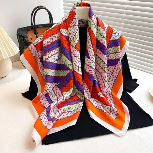 SANMAIHUA Luxury Silk Scarf - Fashionable 90x90CM Sunscreen Shawl - 16