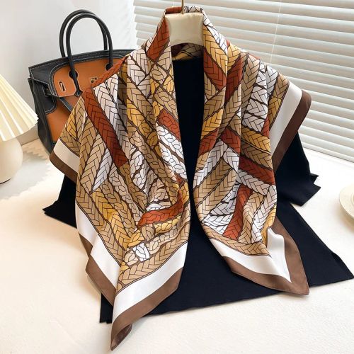 SANMAIHUA Luxury Silk Scarf - Fashionable 90x90CM Sunscreen Shawl - 19
