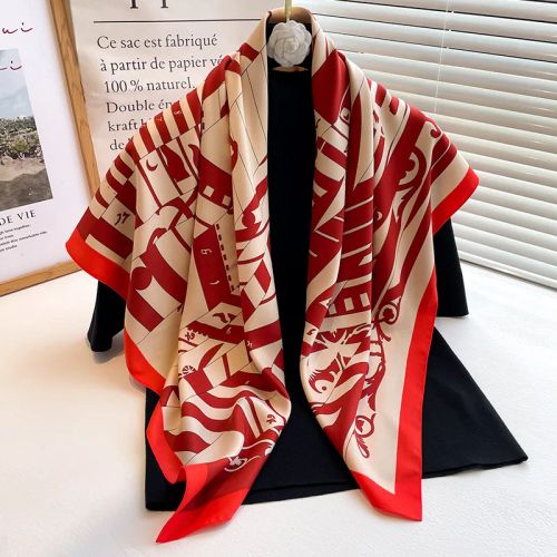 SANMAIHUA Luxury Silk Scarf - Fashionable 90x90CM Sunscreen Shawl - 38