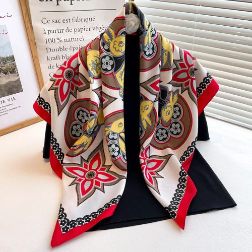 SANMAIHUA Luxury Silk Scarf - Fashionable 90x90CM Sunscreen Shawl