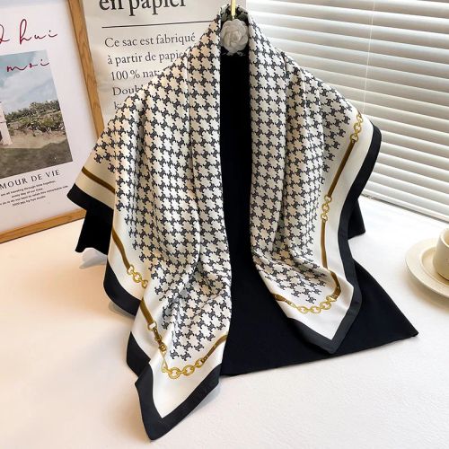 SANMAIHUA Luxury Silk Scarf - Fashionable 90x90CM Sunscreen Shawl - 46