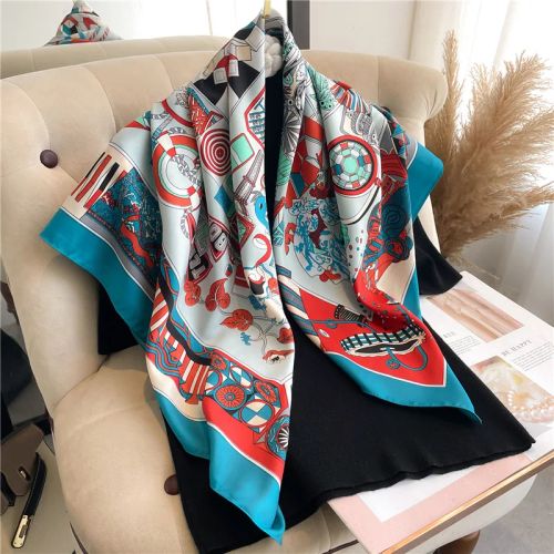SANMAIHUA Luxury Silk Scarf - Fashionable 90x90CM Sunscreen Shawl - 55