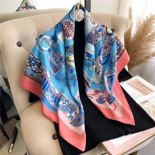 SANMAIHUA Luxury Silk Scarf - Fashionable 90x90CM Sunscreen Shawl - 57